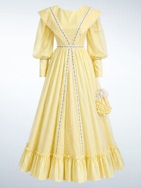Vintage 70s Prairie Maxi Dress Handmade XS